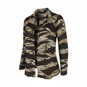 Chico’s Women's Tiger Print Open‎ Front Crinkle Jacket, Size 3